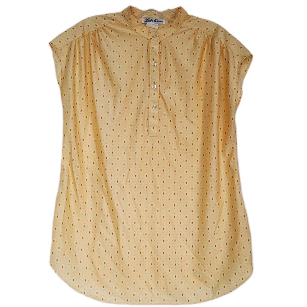 Vintage Yellow Top Lucky Winner Size 13/14 Dot Print